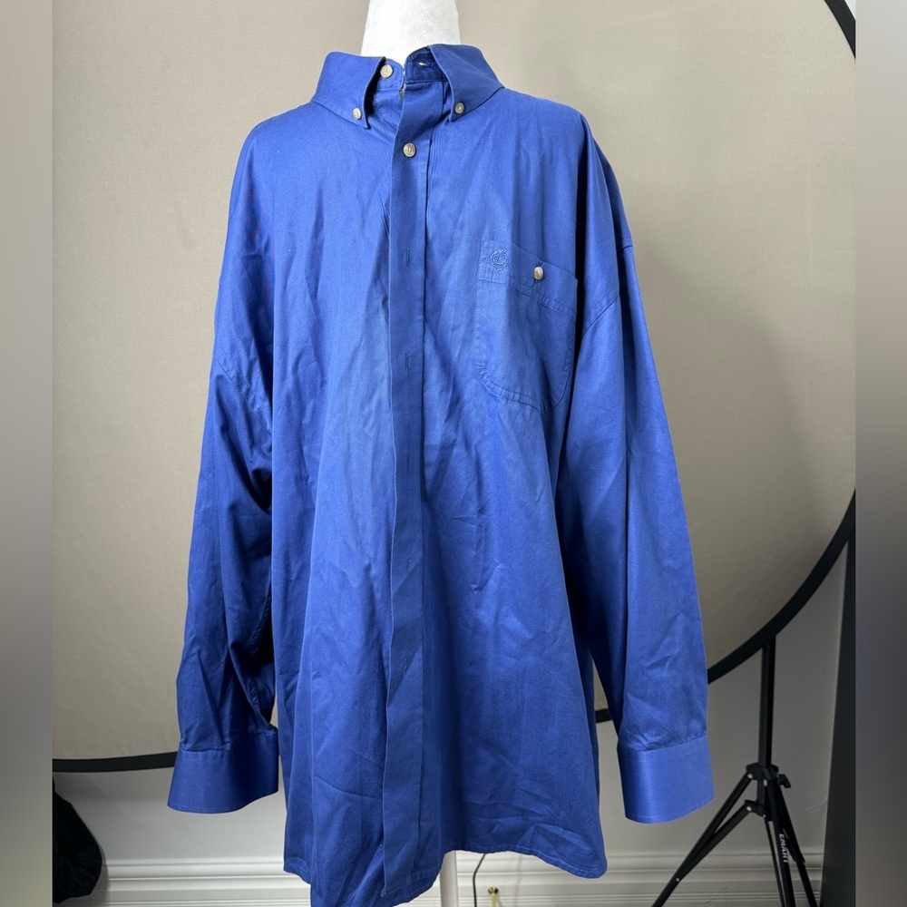 George Straight Size 3XL Blue Button Down Long Sleeve Top Business Wrangler